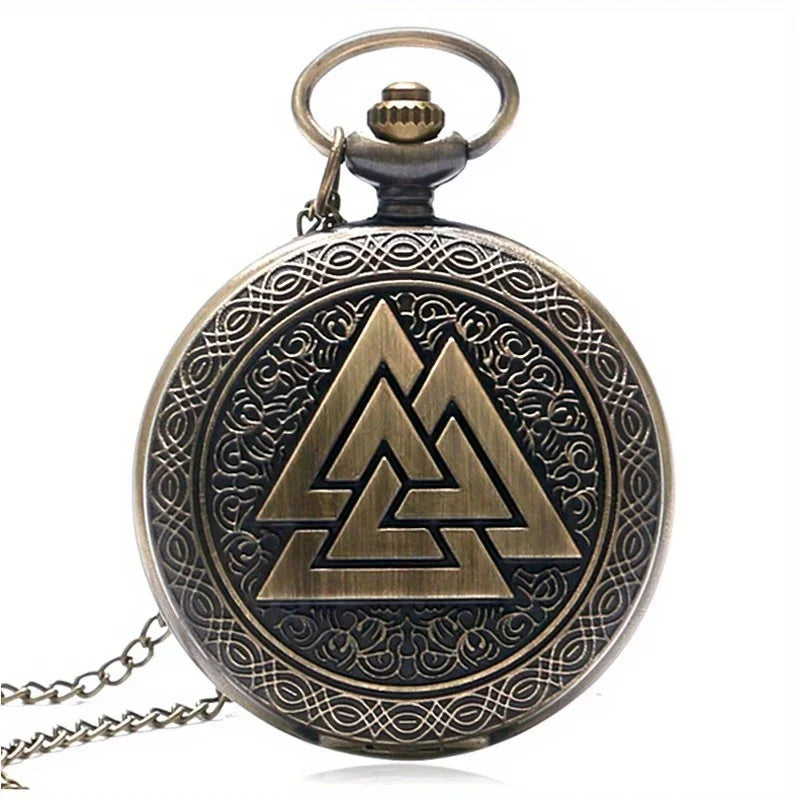 Viking Bronze Quartz Pocket Watch Necklace