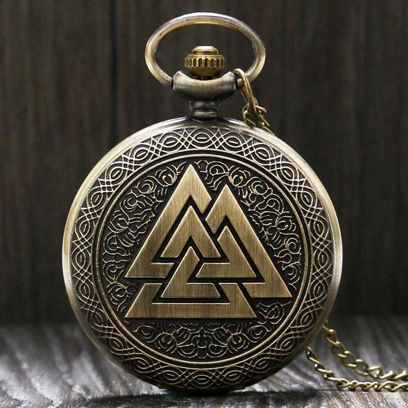 Viking Bronze Quartz Pocket Watch Necklace
