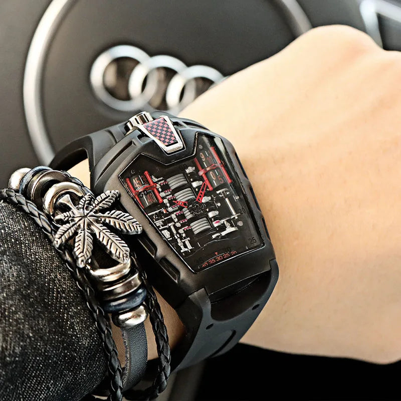 RedBox rectangular trendy men's watch