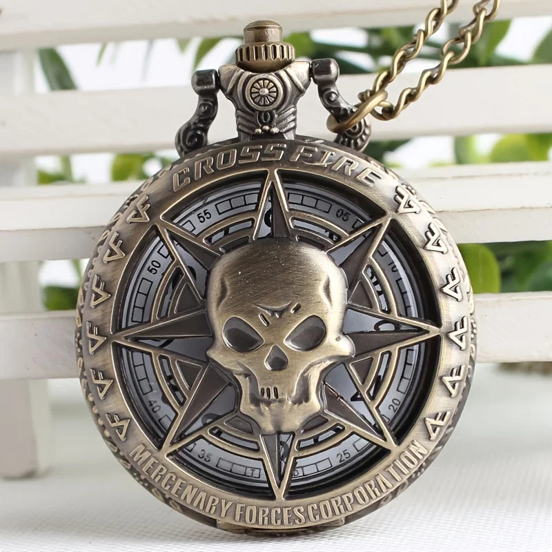 Retro Ghost Head Pocket Watch