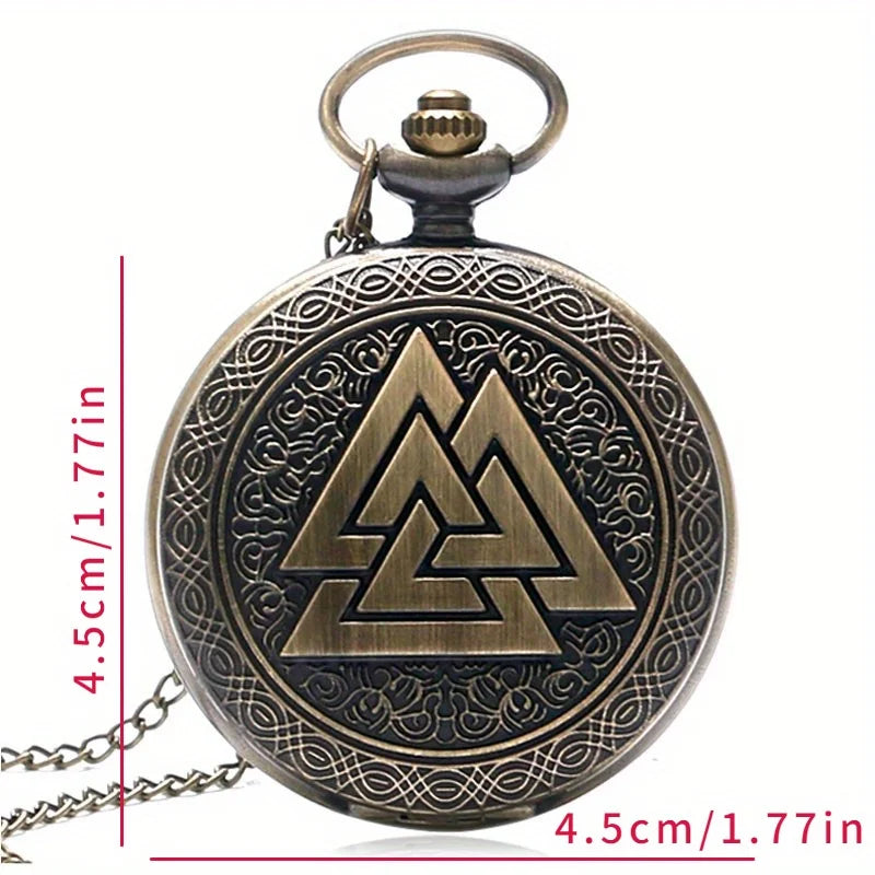 Viking Bronze Quartz Pocket Watch Necklace