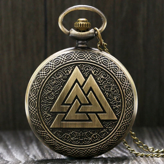 Viking Bronze Quartz Pocket Watch Necklace